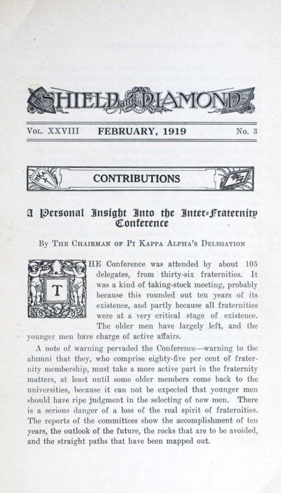 A Personal Insight Into the Inter-Fraternity Conference